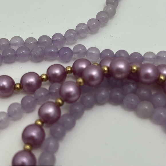 3 pc Purple VTG Beaded Necklace Lot - Picture 6 of 9